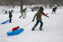 Sledding with his dog in Central Park. 1/22/22