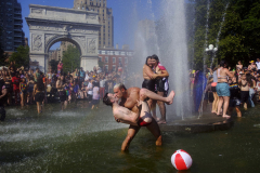 New York City Pride Is BackA couple kisses while in the fountain in Washington Square Park, while celebrating with thousands of others as the New York City Pride Parade returns after being cancelled the last two years due to the Covid-19 pandemic. 6/26/2022 New York, NY USA