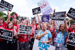 People gather outside the U.S. Supreme Court for Roe v. Wade Decision