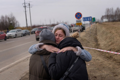 Ukrainians from Kiev are reunited after crossing the border from Ukraine to Budomierz, Poland. 03 March 2022. As of January 2023 there are around 8 million Ukrainian refugees outside of the country as the war approaches its one year anniversary.