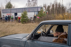 A man reacts as he sits in his car after crossing the border from Ukraine to Budomierz, Poland. 03 March 2022. As of January 2023 there are around 8 million Ukrainian refugees outside of the country as the war approaches its one year anniversary.