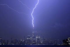 Lightning Strikes One World Trade Center in New York City
