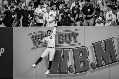 New York Yankees right fielder Oswaldo Cabrera (95)  steals a home run away from Toronto Blue Jays left fielder Lourdes Gurriel Jr. (13) during the first inning when the New York Yankees played the Toronto Blue Jays Friday, Aug. 19, 2022, at Yankee Stadium in Bronx.