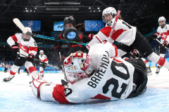 Canada's Rebecca Johnston scores a goal during the women's preliminary round group A match of the Beijing 2022 Winter Olympic Games ice hockey competition between Canada and Switzerland, at the National Indoor Stadium in Beijing, China  on February 3, 2022.