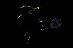 2022 US OPENElise Mertens of Belgium follows through on a serve to Irina-Camelia Begu during their women's singles match at the 2022 US Open, Tuesday, Aug. 30, 2022 in Flushing, NY.