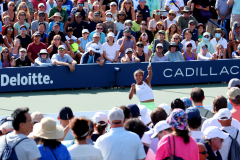 2022 US OPENFans watch Leylah Fernandez of Canada return a volley during a mixed doubles match at the 2022 US Open, Friday, Sep. 2, 2022 in Flushing, NY. (Brad Penner/USTA)