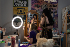Eden Hoeffling, 17, does her makeup at home in Sedalia, Mo., on September 27, 2023. Eden, her boyfriend Tyler and her friends Alex and Avery travelled to Kansas City for her first big gig to watch the hip hop duo $uicideboy$.