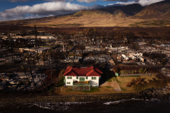 Red-roofed house that survived Lahaina wildfire