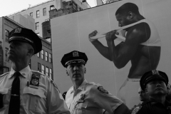 NYPD officers monitor a protest concerning the death of Jordan Neely at Broadway-Lafayette subway station. Manhattan, New York. 08 May 2023.