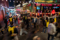 Unlike the year before, Police officers and city workers controlled the crowd at the alley where the 1029 Itaewon Crowd Crush Disaster happened on a Halloween weekend last year in Itaewon during the weekend of the Itaewon Crowd Crush Disaster Anniversary in Itaewon, in Seoul, South Korea, on Oct. 28th, 2023.