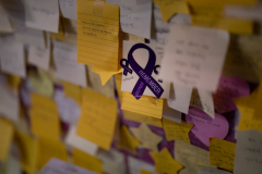 Scenes at the alley where the 1029 Itaewon Crowd Crush Disaster happened on a Halloween weekend in Itaewon during the weekend of the Anniversary of the 1029 Itaewon Crowd Crush Disaster, in Seoul, South Korea, on Oct. 28th, 2023. The Korean word says, ‘We will remember…’