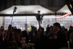 Volunteers offered flowers to pay respect to the victims in front of the temporary memorial. Thousand gathered to pay their respect to the victims of the 1029 Itaewon Crowd Crush Disaster on the anniversary at the temporary memorial in front of Seoul City Hall in Seoul, South Korea, on Oct. 29th, 2023.