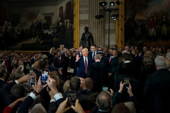 Donald Trump is sworn in as the 47th president of the United States by Chief Justice John Roberts as Melania Trump holds the Bible during the 60th Presidential Inauguration in the Rotunda of the U.S. Capitol, Monday, Jan. 20, 2025, in Washington.