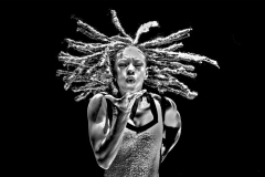 A Brooklynetts dancer performs during a timeout at the  NBA basketball game, between the Brooklyn Nets and the Atlanta Hawks, at the Barclays Center, Saturday, March 2, 2024, in Brooklyn, New York.
