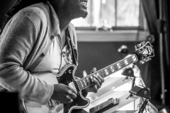 Jazz musician David Godfrey performs on Guitar during the Wednesday night open jam session at the Jazz Loft in Stony Brook on the evening of June 26, 2024.