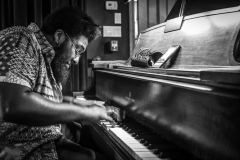 Jazz musician Matt Godfrey performs on Piano during the Wednesday night open jam session at the Jazz Loft in Stony Brook on the evening of June 26, 2024.