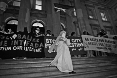 Sept 20, 2024 Pro-Palestine protest at the steps of the historical Tweed Courthouse in NYC.