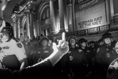 Sept 26,2024. Supporters of Palestine protest Prime Minister of Israel Benjamin Netanyahu's NYC trip before speaking at the UN General Assembly. Large presence of NYPD at the steps of the Metropolitan Museum of Art in Upper East side NYC as the protesters zig-zagged across upper Manhattan trying to get close to Netanyahu’s hotel. After a long march, protesters succeeded in protesting outside of his hotel.