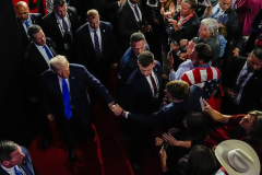 Republican presidential candidate former President Donald Trump departs the Republican National Convention Tuesday, July 16, 2024, in Milwaukee.