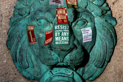 Pro-Palestinian demonstrators put stickers on the walls of Columbia University's campus on April 25, 2024 in New York City. Israel supporters are reacting to the growing number of college campuses throughout the country whose student protesters are setting up pro-Palestinian tent encampments on school grounds