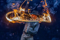 Wild West Performer Loop Rawlins showing off his rope tricks during the Professional Bull Riders Team Series Maverick Days at the Barclays Center in Brooklyn Saturday, August 10, 2024.