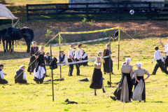 SMOKETOWN, PA USA - NOVEMBER 7, 2024 - Younger Amish socialized and played volleyball after the ceremony. Over 100 Amish attend a wedding at a farm of Dolly Lane in Smoketown, PA. In 2020, Biden only beat Trump by 80 thousand votes in Pennsylvania. This past election, GOP organizers and a missionary group got the Amish to register to vote through “Operation Help Thy Neighbor.’ It offered free car rides, paid by Elon Musk, directly to the polls from Amish weddings so nearly 30 thousand of them could vote for Donald Trump, helping to flip the state Republican. Amish traditionally don’t vote, but the deeply religious community is against abortion, and earlier this year, they were extremely hurt by government oversight when the FDA raided a local farm for selling raw milk.