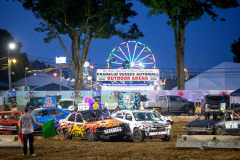 AUGUSTA, NJ USA - AUGUST 4, 2024 -  Over 100 cars competed last Sunday and Monday nights at the NJ State Fair. The first night of the Demolition Derby at the NJ State Fair held at the Sussex County Fairgrounds in Augusta.