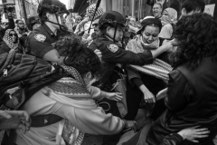 April 12, 2024 Herald Square NYC. Mayhem ensued as the NYPD went into a crowd of pro Palestine protesters  to grab a protester.  Others tried to pull her back. Six protesters were arrested and  hundreds of arrests of protesters this year in NYC.  In  New York City alone, there were over 4,000 pro-Palestinian protests in response to the  Israel-Hamas War.