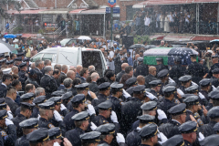 EA: Barry Williams New York Daily News – NYPD Officers Salute Didarul Islam’s Casket - The casket of NYPD officer Didarul Islam is carried to a waiting hearse after the slain officer’s memorial service in the Bronx Thursday, July 31, 2025.