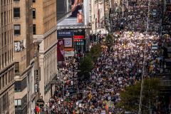 People take part in the No Kings protest, in New York. Saturday, October 18 2025.