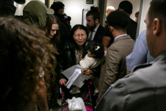 A mother was overcome with emotion after immigration agents detained her partner following a court hearing inside 26 Federal Plaza, Oct. 16, 2025.